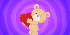 Happy Valentine`s Day bear with heart cursor trail